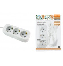 Удлинитель народный УН03  3 гнезда, 1,5 метра, с/з, ПВС 3х0,75мм2  10А/250В  SQ1303-1040  TDM