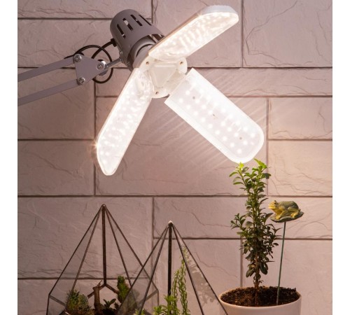 Фитолампа для растений светодиодная FITO-24W-Ra90-E27-FOLD 3-х лепестковая полного спектра 24 Вт Е27  Б0057285  ЭРА