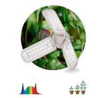 Фитолампа для растений светодиодная FITO-24W-Ra90-E27-FOLD 3-х лепестковая полного спектра 24 Вт Е27  Б0057285  ЭРА