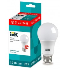 Лампа светодиодная низковольтная A60 груша 12Вт 12-24В 4000К E27  LLE-A60-12-12-24-40-E27  IEK