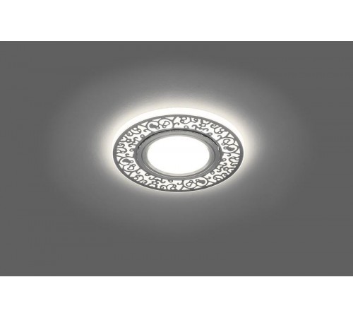 Светильник точечный встраиваемый под лампу, с LED подсветкой CD951 15LED*2835 SMD 4000K, MR16 50W G5.3, белый матовый, хром  29713  FERON