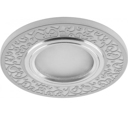 Светильник точечный встраиваемый под лампу, с LED подсветкой CD951 15LED*2835 SMD 4000K, MR16 50W G5.3, белый матовый, хром  29713  FERON