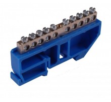 Шина _N_ 63.10.DIN.эконом Шина "N" на 10 присоединений латунь без покрытия63А на изоляторе под DIN-рейку  Шина _N_ 63.10.DIN.эконом  HEGEL