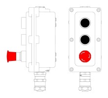 Взрывонепроницаемый пост управления из алюминия LCSD-03-B-MB-P1B(11)x1-P1B(11)x1-P6R(11)x1-PBMB-ANP15BMB  LCSD21000133  DKC
