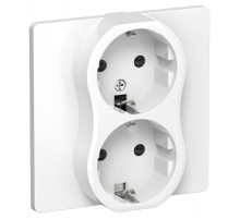 FLITE Розетка 2-ая с заземлением со шторками 16А РСш12-0-К-ФлБ белый  FI-R24C-16-K01  IEK