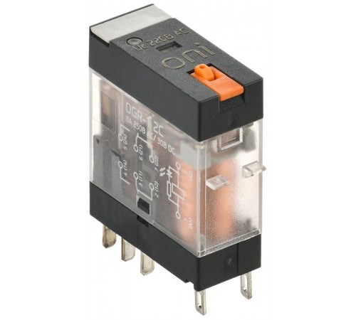 Реле общ. назнач. OGR-1 2C 220В AC с LED и тест. кнопкой  OGR-1-2C-AC220V-L-B  ONI