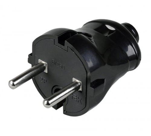 ВПп20-02-Ст Вилка разборная прямая без з/к 6А черная  EVP20-06-01-K02  IEK