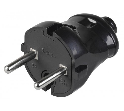 ВПп20-02-Ст Вилка разборная прямая без з/к 6А черная  EVP20-06-01-K02  IEK