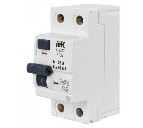 Выключатель дифференциальный (УЗО) R10N 2P 25А 30мА тип A ARMAT  AR-R10N-2-025A030  IEK