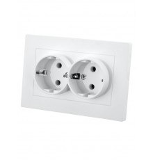 Розетка двойная 2П+З 16А 250В белая "Сенеж"   SQ1816-0036  TDM