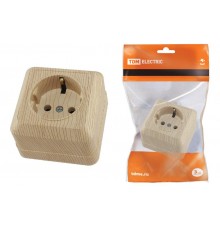 Розетка 2П+З открытой установки IP20 16А, сосна "Ладога"   SQ1801-0050  TDM