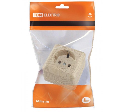 Розетка 2П+З открытой установки IP20 16А, сосна "Ладога"   SQ1801-0050  TDM