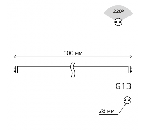 Лампа светодиодная   Basic T8 10W 780lm 4000K G13 600mm стекло LED 1/20  1930202  Gauss
