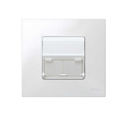 Simon 27 Адаптер со шторками на 2 коннектора AMP (UTP, FTP), SYSTYMAX (RJ12, UTP), широкий модуль, S27, белый  27086-35  Simon