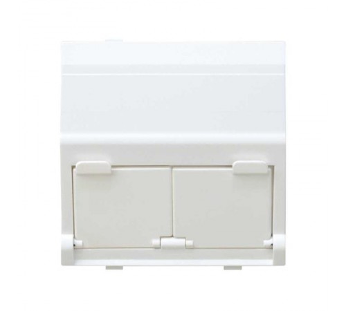 Simon 27 Адаптер со шторками на 2 коннектора AMP (UTP, FTP), SYSTYMAX (RJ12, UTP), широкий модуль, S27, белый  27086-35  Simon