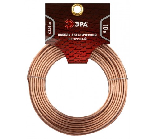 Акустический кабель ЭРА 2х1,50 мм2 прозрачный, 10 м   Б0059301  ЭРА