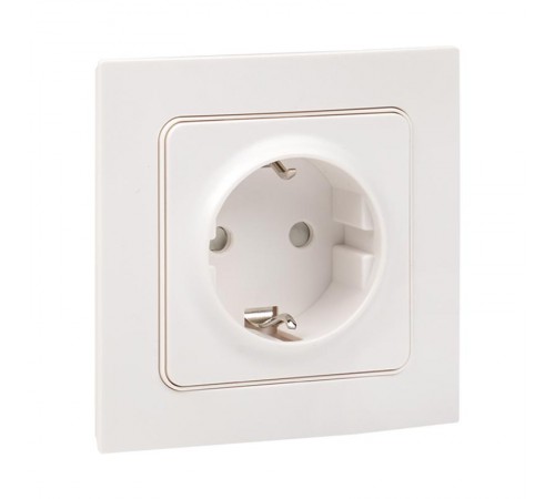 Стокгольм Розетка 1-местная с/з 16А белая с защ. штор. PROxima  EXR16-028-10  EKF