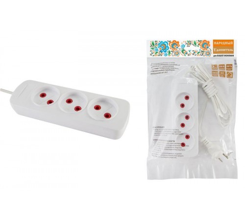 Удлинитель народный УН3 3 гнезда, 7метров, б/з, ШВВП 2х0,75 мм2 6А/250В  SQ1303-1203  TDM