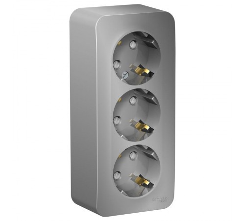 Blanca Алюминий О/У с изолирующей пластиной Розетка 3-ая с заземлением со шторками 16А, 250В  BLNRA011313  SE