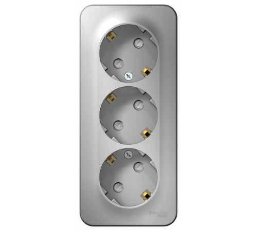 Blanca Алюминий О/У с изолирующей пластиной Розетка 3-ая с заземлением со шторками 16А, 250В  BLNRA011313  SE