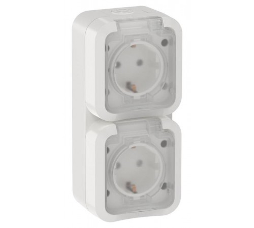 TORS Розетка 2-ая с з/к кр. верт. 16А IP55 TS332 белый  TS-R26-16-55-V-K01  IEK