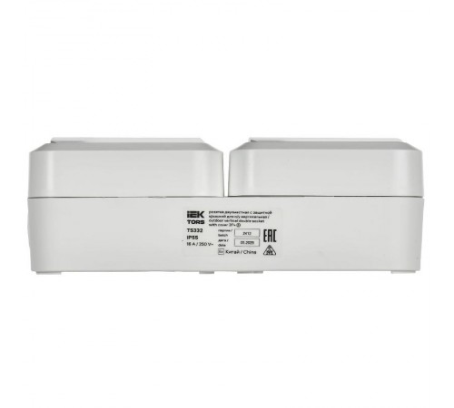 TORS Розетка 2-ая с з/к кр. верт. 16А IP55 TS332 белый  TS-R26-16-55-V-K01  IEK