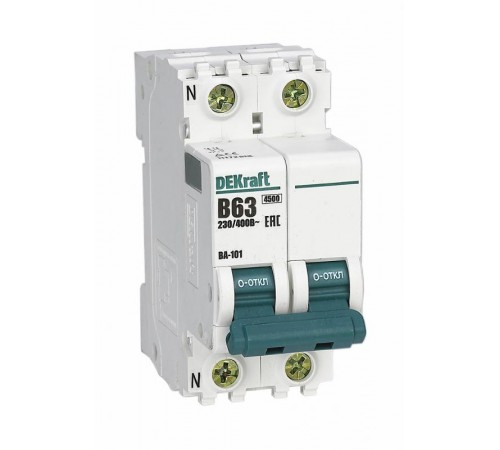 Выключатель автоматический однополюсный ВА-101 1P+N 63А характеристика B 4,5кА  11172DEK  DEKraft
