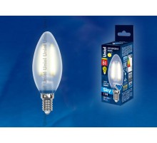 Лампа светодиодная LED-C35-6W/WW/E14/FR PLS02WH LED. "свеча", мат.. Серия Sky. 3000К .  UL-00000305  Uniel