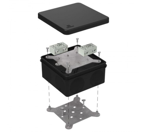 Коробка огнестойкая разветвительная для о/п двухкомпонентная 60-0300-FR6.0-4-4-Р Е15-Е60 RAL9005 100х100х50 (14 шт/кор) черная  60-0300-9005-FR6.0-4-