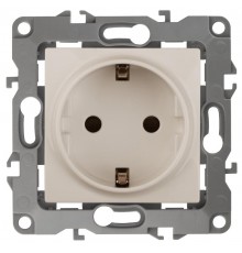 Розетка 12-2102-02 с заземлением со шторками, 16АХ-250В,  слоновая кость  Б0014688  ЭРА