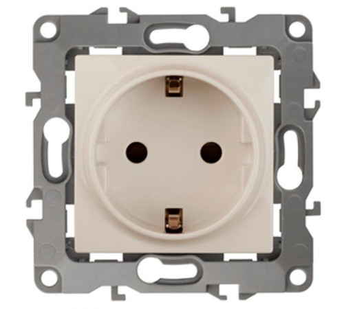 Розетка 12-2101-02 с заземлением, 16АХ-250В,  слоновая кость  Б0014676  ЭРА