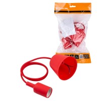 Патрон пластиковый Е27 с подвесом 1 м, красный TDM  SQ0335-0063  TDM