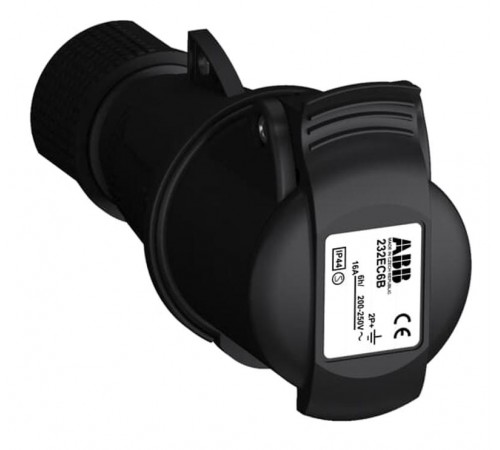 Розетка кабельная Easy&Safe 232EC6B,32А,2P+E,IP44,6ч,черн2CMA103580R1000 ABB