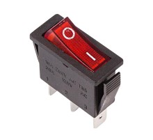 Выключатель клавишный 250V 15А (3с) ON-OFF красный с подсветкой  36-2210  REXANT