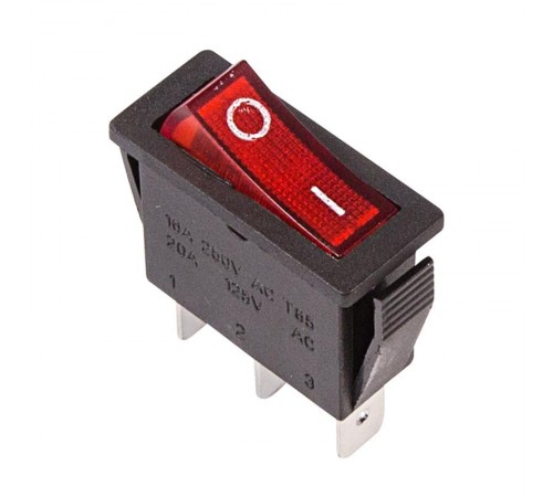 Выключатель клавишный 250V 15А (3с) ON-OFF красный с подсветкой  36-2210  REXANT