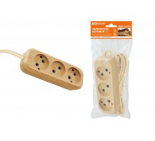 Удлинитель бытовой У3 3 гнезда, 3метра,2П б/з, ПВС 2х0,75мм2 "Эко" (сосна) 10А/250В  SQ1303-2201  TDM