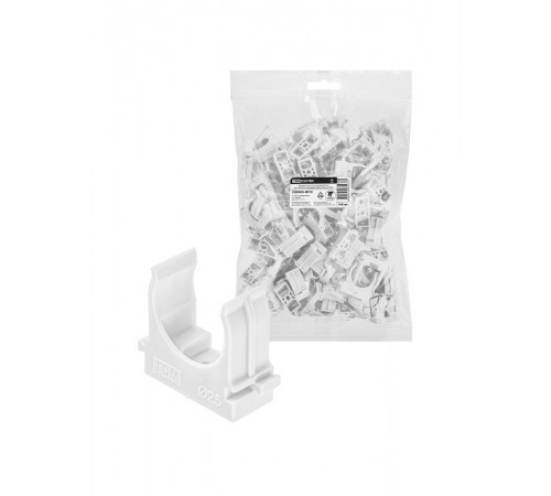 Крепеж-клипса для трубы 25 мм для прямого монтажа (100 шт.) белая  SQ0405-8013  TDM