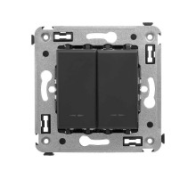 Инвертор (промежуточный переключатель) двухклавишный в стену, "Avanti", "Черный матовый"  4412124  DKC