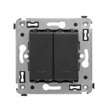 Инвертор (промежуточный переключатель) двухклавишный в стену, "Avanti", "Черный матовый"  4412124  DKC