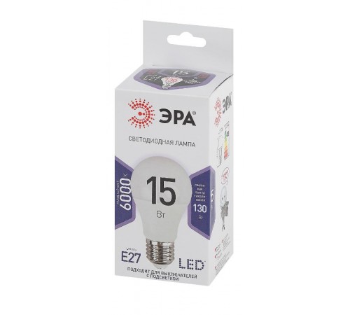 Лампа светодиодная LED 15Вт Е27 6000К smd A60-15W-860-E27  Б0031396  ЭРА