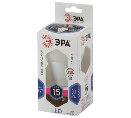 Лампа светодиодная LED 15Вт Е27 6000К smd A60-15W-860-E27  Б0031396  ЭРА