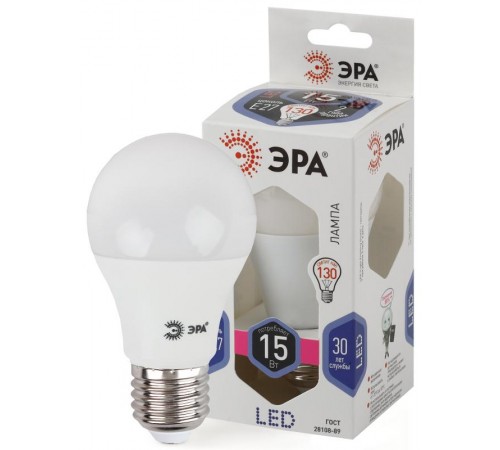Лампа светодиодная LED 15Вт Е27 6000К smd A60-15W-860-E27  Б0031396  ЭРА