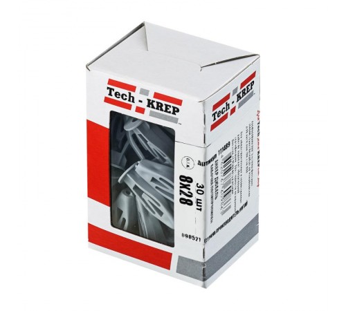 Дюбель (анкер) Бабочка полипропилен 8х28 (30 шт) - коробка ( 0,066 кг)  111489  Tech-KREP