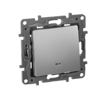Etika Алюминий Переключатель с подсветкой, 10А, автозажимные клеммы  672415  Legrand