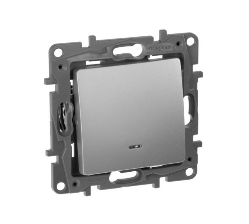 Etika Алюминий Переключатель с подсветкой, 10А, автозажимные клеммы  672415  Legrand