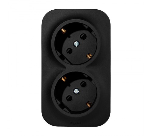 Quteo Чёрный Розетка 2-я с заземлением со шторками 16А винтовые зажимы   782475  Legrand