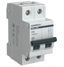 Выключатель автоматический  двухполюсный ВА47-29М 2P 6А 4,5кА D MVA21-2-006-D-G GENERICA