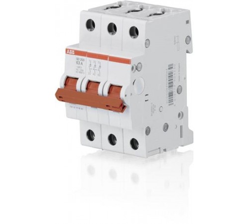 Рубильник 3 пол. SD203/63 рычаг красный  2CDD283101R0063  ABB