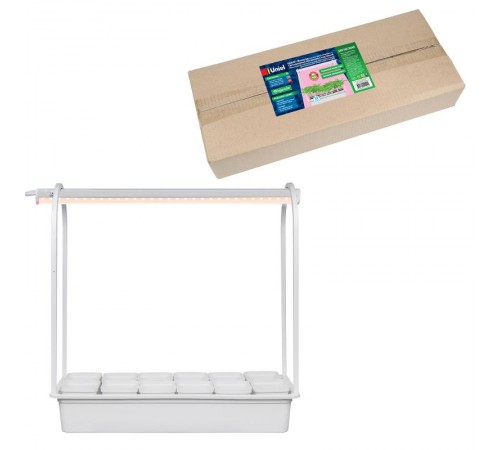 Светильник-подставка светодиодный для растений "Минисад" спектр для фотосинтеза ULT-P34-10W/SPLE IP40 WHITE12 12 кашпо в/к,белые  UL-00004998  Uniel