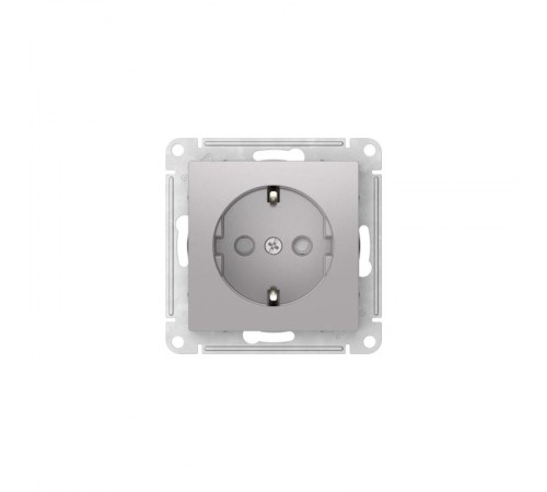 AtlasDesign Алюминий Розетка с заземлением со шторками, 16А, механизм, быстрозажимные клеммы  ATN000345S  SE